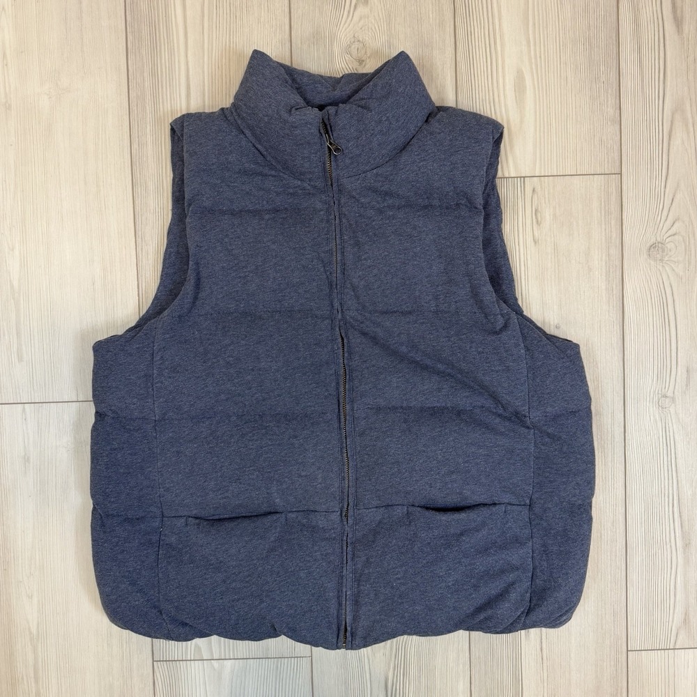 J.‎ Jill Women's Large Blue Puffer Down Feathers Filled Zipper Front Vest Cotton